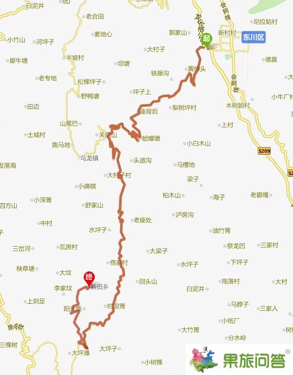 從東川到東川紅土地（新田鄉(xiāng)）共41.6公里，東川到東川紅土地（新田鄉(xiāng)）2小時10分鐘